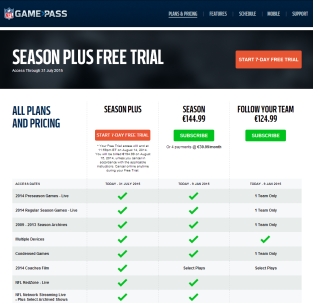 NFL Gamepass Products